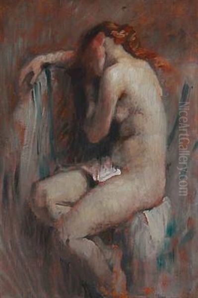 Female Nude Oil Painting by Frans Schwartz