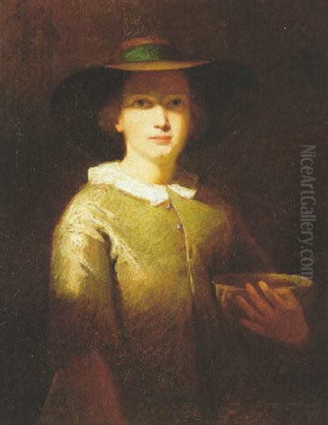 Campesina Con Sombrero Oil Painting by Johann George Schwartze