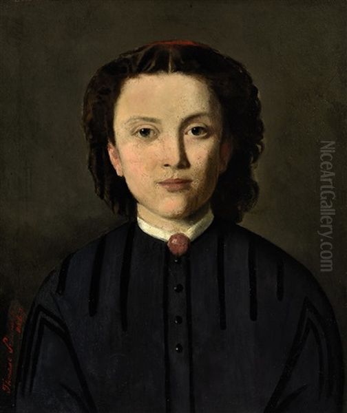 Portrait Eines Madchens Oil Painting by Therese Schwartze