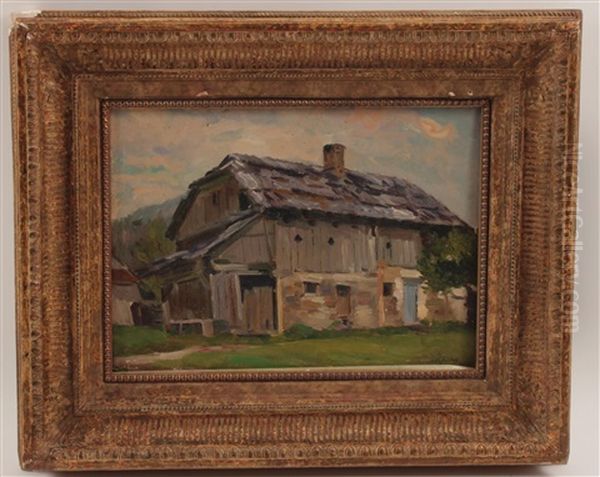 Tiroler Bauernhaus Oil Painting by Adolf Schwarz