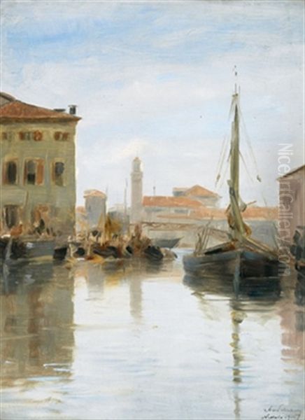 Bei Venedig, Nicolo Oil Painting by Adolf Schwarz