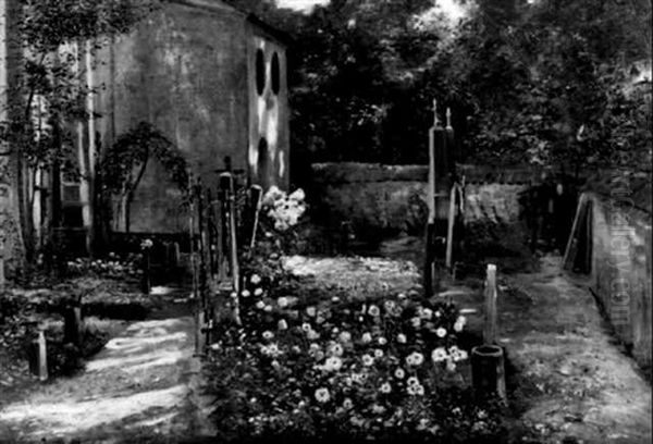 Friedhof Oil Painting by Adolf Schwarz