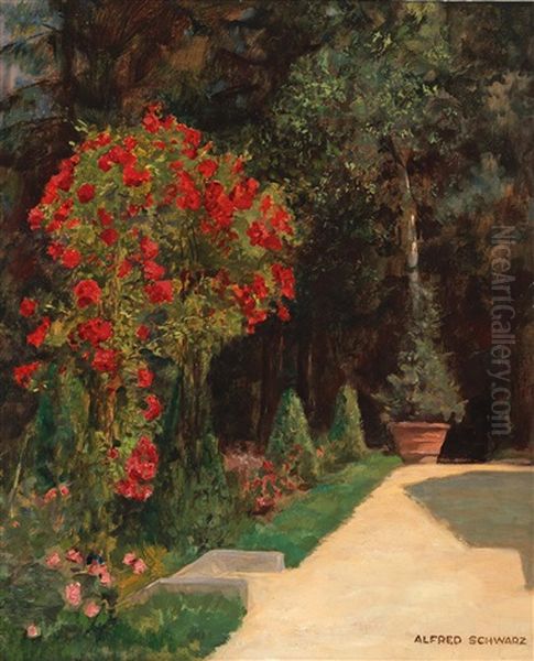 Rosen Im Park Oil Painting by Alfred Schwarz