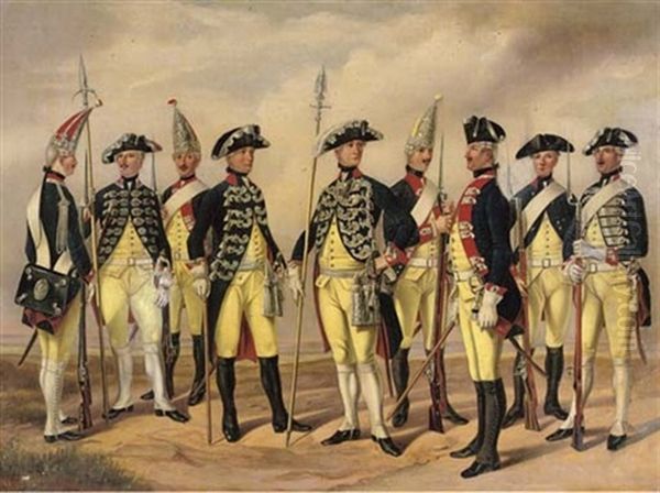 The Prussian Military In Circa 1786 - Soldiers Of The Infantry And Artillery by Gustav Schwarz