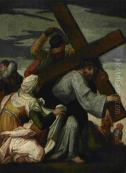 Christus Fallt Unter Dem Kreuz Und Veronika Reicht Ihm Das Schweistuch Oil Painting by Christoph Schwarz