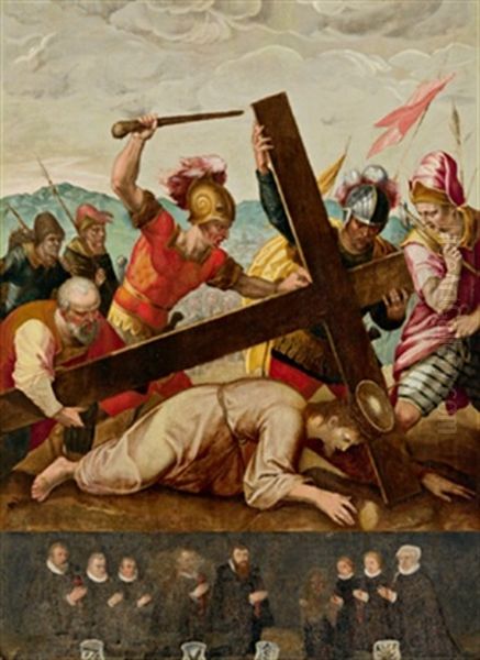 Christus Fallt Unter Dem Kreuz Oil Painting by Christoph Schwarz