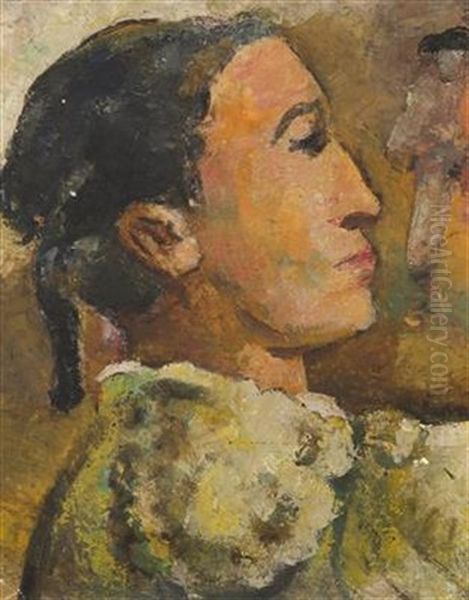 Head Of A Girl Oil Painting by Fritz Schwarz-Waldegg