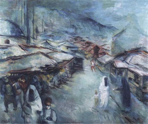 Markt In Sarajevo Oil Painting by Fritz Schwarz-Waldegg