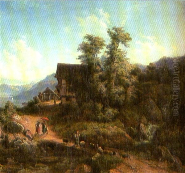 Am Vierwaldstattersee Bei Beckenried Oil Painting by Jakob Schwegler