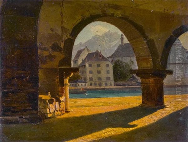 Luzern - Der Freienhof Von Unter Der Egg Gesehen Oil Painting by Xaver Schwegler