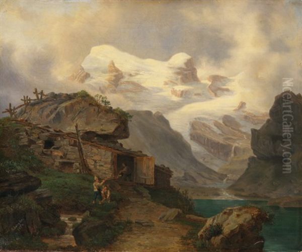 Le Titlisberg (canton Unterwalden) Oil Painting by Xaver Schwegler