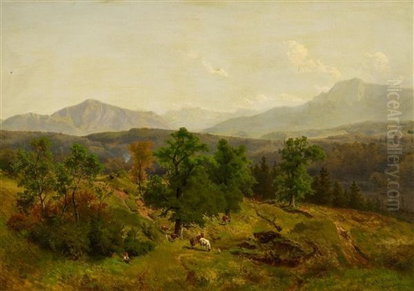 Weite Berglandschaft Mit Viehherde Oil Painting by Carl Schweich