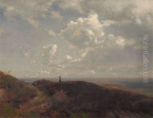 Blick Von Einer Anhohe Auf Eine Weite Landschaft Oil Painting by Carl Schweich