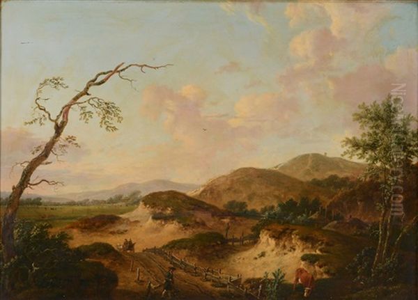 Shooter In A Landscape Oil Painting by Heinrich Wilhelm Schweickardt