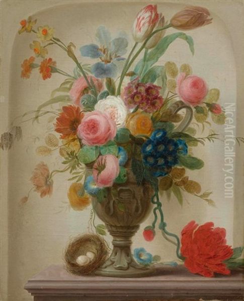 Blumen In Einer Vase by Heinrich Wilhelm Schweickardt