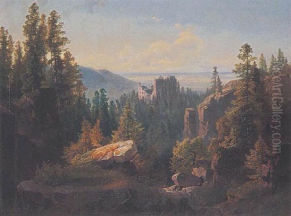 Blick Auf Burg Alt-eberstein Oil Painting by Ernst Schweinfurth