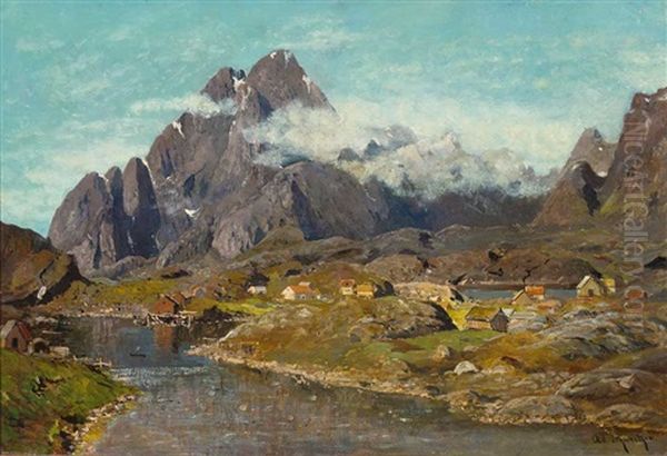 Sommerlandschaft In Norwegen Oil Painting by Adolf Gustav Schweitzer