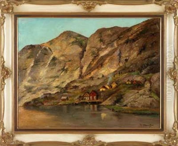 Sommerlicher Fjordhang Oil Painting by Adolf Gustav Schweitzer