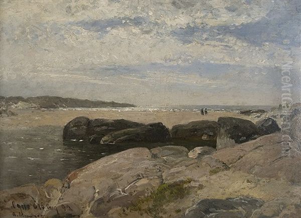 Felsen Am Strand Oil Painting by Adolf Gustav Schweitzer