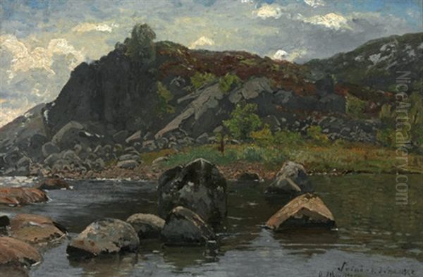 Norwegische Kustenlandschaft Auf Der Insel Svinor Oil Painting by Adolf Gustav Schweitzer