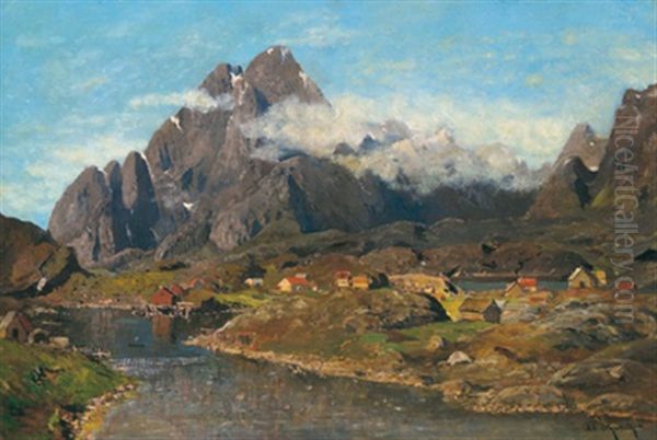 Sommer In Norwegen Oil Painting by Adolf Gustav Schweitzer