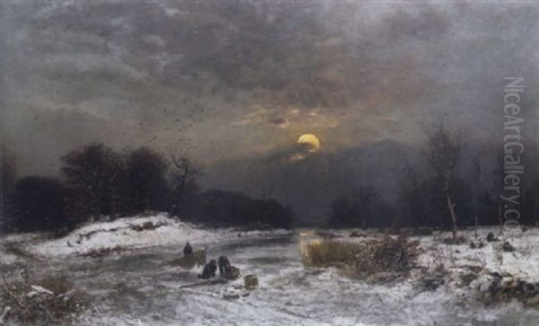 Eisfischer by Adolf Gustav Schweitzer