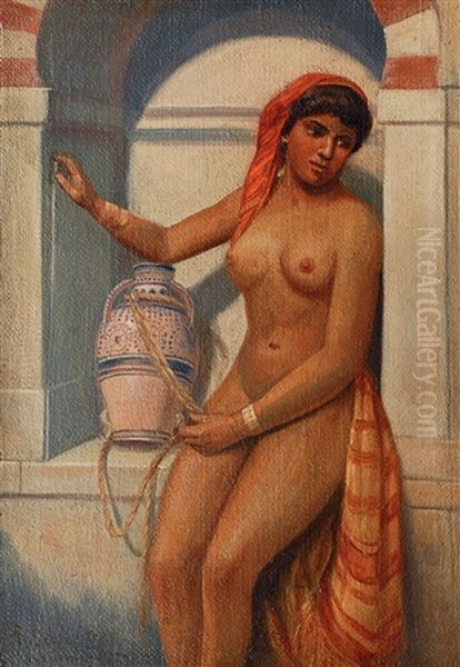 Orientalische Wassertragerin Oil Painting by Reinhold Schweitzer