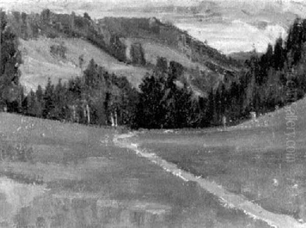 Landschaft Mit Feldweg Im Jura Oil Painting by Albert Schweizer