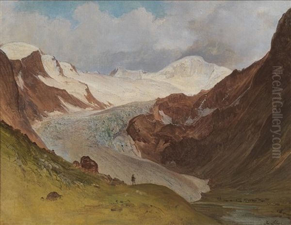 The Gepatschferner In The Kaunertal Oil Painting by Josef Schwemminger