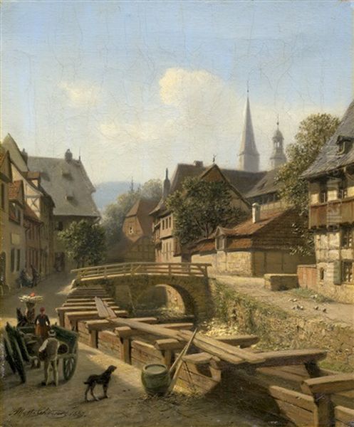 Ansicht Von Goslar, Im Hintergrund Die Turme Von St. Cosmas Und Damian Oil Painting by Albert Schwendy