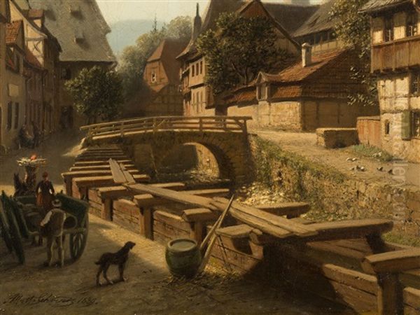 At The Gose In Goslar Oil Painting by Albert Schwendy