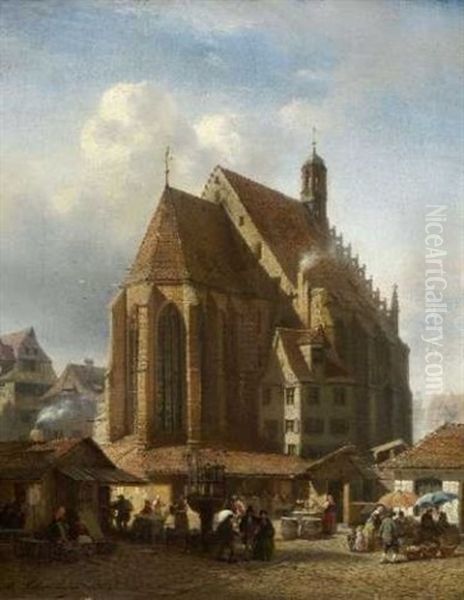 Nurnberg - Blick Auf Die Frauenkirche Oil Painting by Albert Schwendy