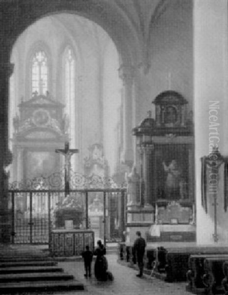 Kircheninterieur Oil Painting by Albert Schwendy