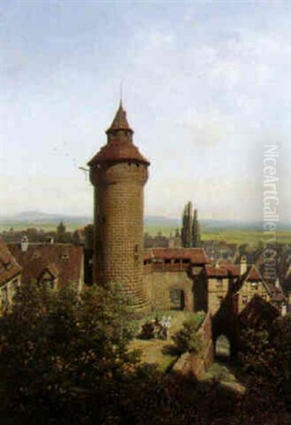 Die Kaiserburg Zu Nurnberg Oil Painting by Albert Schwendy