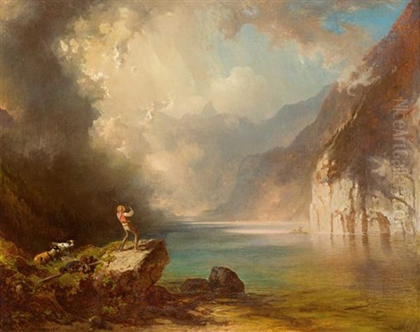 Am Konigssee Mit Bartholoma Oil Painting by Karl Schweninger the Elder