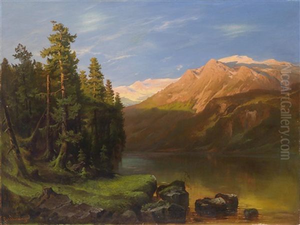 Grose Landschaft Im Abendrot Oil Painting by Karl Schweninger the Elder