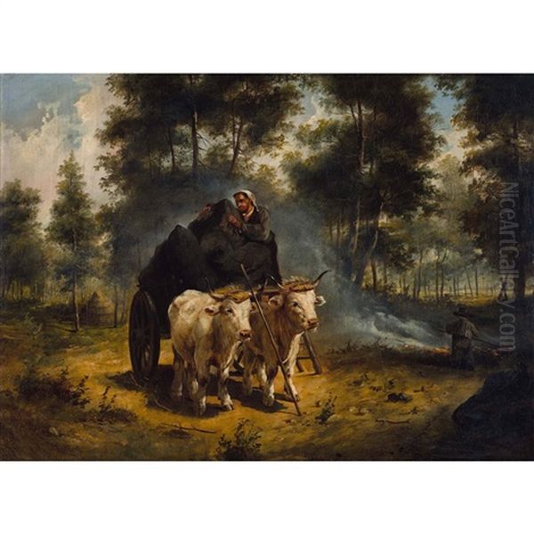 Kohler Auf Dem Ochsenkarren Oil Painting by Karl Schweninger the Younger