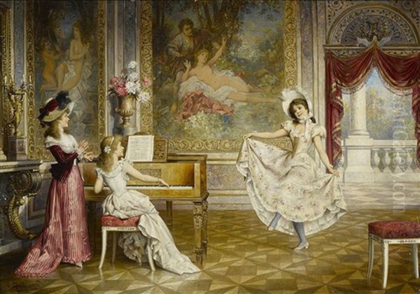 The Dancing Lesson Oil Painting by Karl Schweninger the Younger