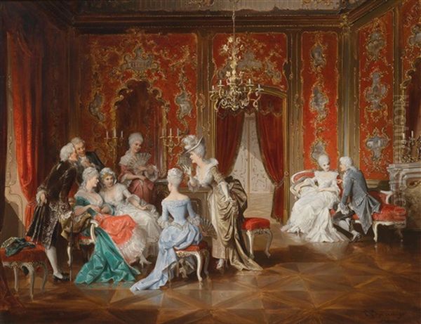 Klatsch Und Tratsch Im Salon Oil Painting by Karl Schweninger the Younger