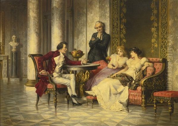 Court Intrigues Oil Painting by Karl Schweninger the Younger