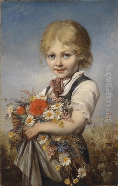 Das Blumenmadchen Oil Painting by Karl Schweninger the Younger