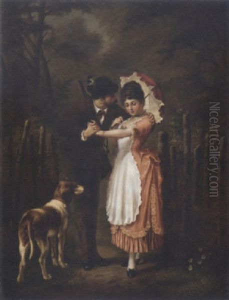 The Courtship Oil Painting by Karl Schweninger the Younger