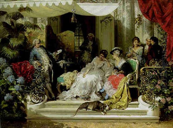 An Afternoon On The Terrace Oil Painting by Karl Schweninger the Younger