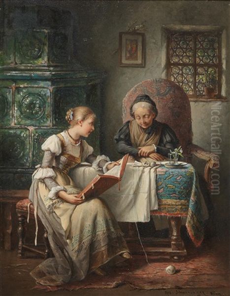 In The Parlour Oil Painting by Rosa Schweninger