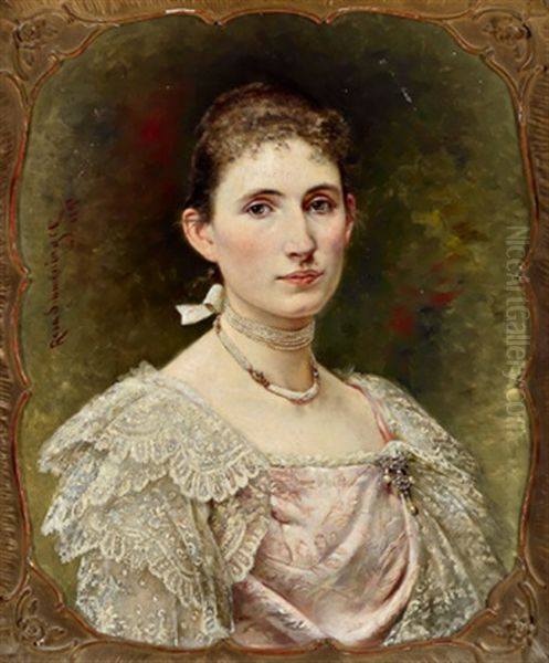 Bildnis Maria Von Gozsy, Verheiratete Von Bourcy (mutter Der Elisabeth Von Bourcy, Verehelichte George Wildpolz) Oil Painting by Rosa Schweninger