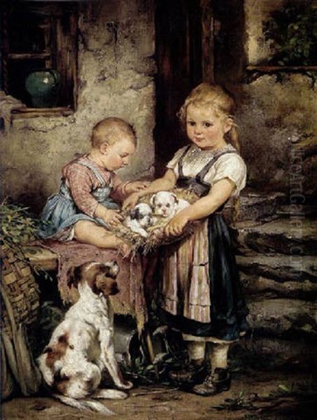 Die Stolze Hundemutter Oil Painting by Rosa Schweninger