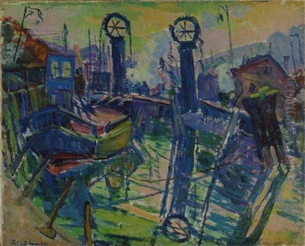 Hafen Von Bregenz Oil Painting by Johannes Maria Schwenker