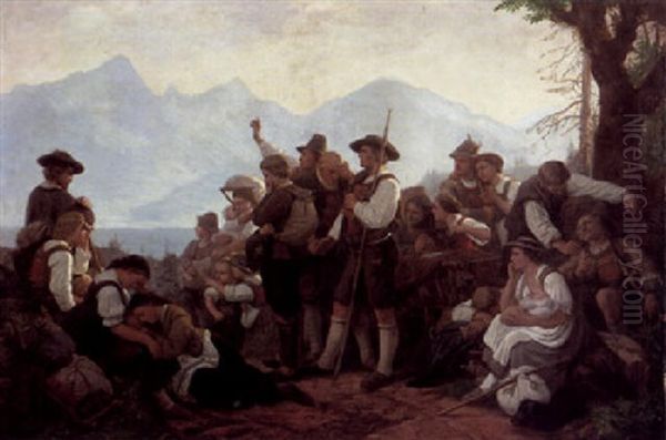 Der Verfolgten Salzburger Protestanten Letzter Blick In Die Heimat 1732 Oil Painting by Otto Schwerdgeburth