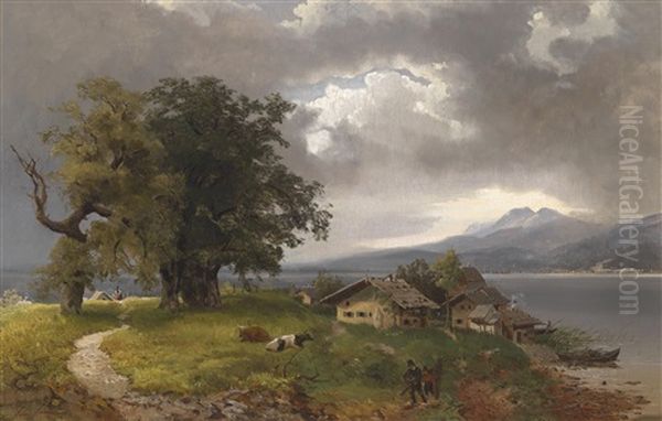 Partie Am Chiemsee Oil Painting by Amelie Ulrika Sofia von Schwerin