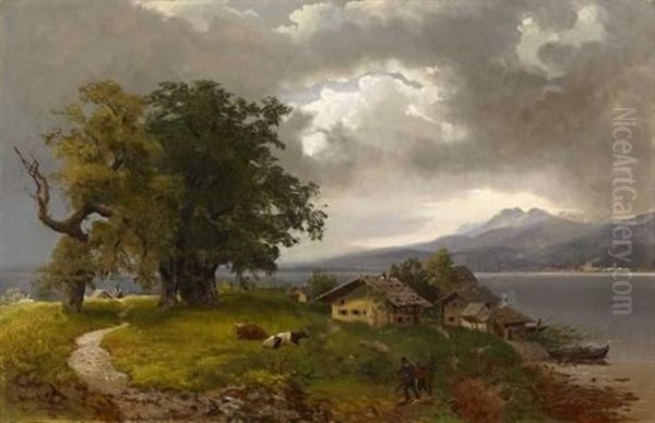 Am Chiemsee Oil Painting by Amelie Ulrika Sofia von Schwerin